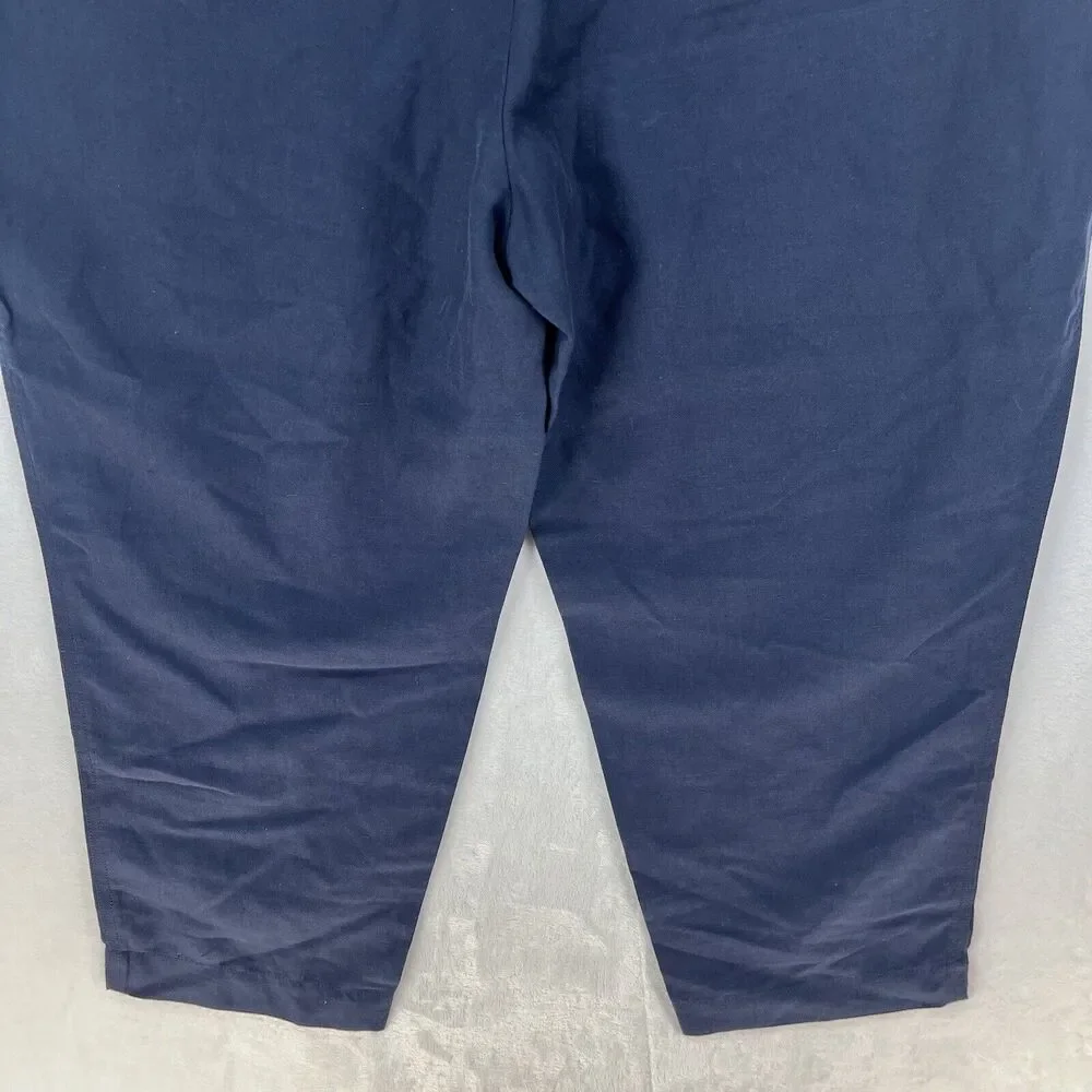 Banana Republic‎ Pull On Linen Blend Crop Pants Women’s Sz XL Navy NEW